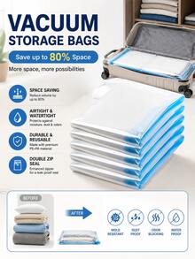 1/4/7/8pcs Travel Roll-Up Compression Bags, Reusable Compression Storage Bags, Luggage Storage Bags, Large Capacity Vacuum Sealed Bags, 8pcs (2XL+2L+2M+2S) Multi-Combination Compression Storage Bags, Large Capacity, Transparent, Waterproof, Space-Sav - Multicolor - View 12