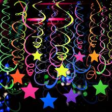 20/40pcs Reflective Neon Vortex Decorations - Colorful Hanging Tassels, Five-Pointed Star Fluorescent Spirals, Star Hanging Ornaments, For Ceiling, Birthday Party, Neon Party, Bar, Party Backdrop, Dance Party And Bachelor Party - One Size - View 10
