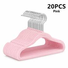 20pcs/10pcs/1pc Gantungan Baju Anti Selip Berlapis Beludru Baru, Gantungan Baju Berbulu untuk Bayi & Anak-anak, Gantungan Baju Kecil Lucu dengan Kait, Pengatur Penyimpanan Lemari Hemat Ruang, Rak Pengering Anti Selip yang Dapat Ditumpuk - MultiWarna - View 16
