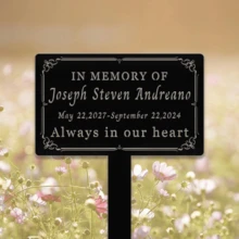 1pc Personalized Memorial Tree Plaque With Stake, Customized Metal Tree Garden Marker, Tree Plaque Marker, Memorial Plaque, Name Headstone, Metal Sign, Memorial For Loved Ones, Condolence Gift, Funeral Tribute, Steel Personalized Headstone, Roadside Memorial - Multicolor - View 6