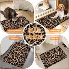 Pet Placemats Classic Leopard Print Pet Feeding Mat,Made Of Diatom Mud, High-Quality Cat Feeding Mat, Pet Dining Dog Food Mat, Decorative Pet Accessory, Suitable For Dog And Cat Lovers, Door Mat That Can Be Used As A Bath Mat And Anti Slip Insole - Multicolor - View 11
