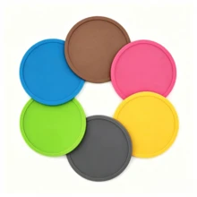 1/3/6pcs Colorful Silicone Drink Coasters, Waterproof Non-Slip Heat-Resistant Desktop Coasters, Suitable For Cold Drinks, Iced Coffee, Wine Glasses, Cute Home Decor Desk Protector - Multicolor - View 9