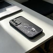 Fundas para celular de moda 20261 pieza Perfil de León Animal Feroz Personalizado Minimalista Moda Arte de Línea Negro & Blanco Estilo Minimalista Europeo & Americano Hombres, Marco de Lente Negro Mate Diseño Escalonado Cobertura Completa a Prueba de Golpes Carcasa Suave, Compatible Con Samsung/Galaxy/Honor/Funda de Teléfono Cubierta Protectora - Blanco y Negro - Ver 9