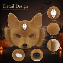 Naturepeak Halloween Masquerade Animal Mask Party Half Face Fox Mask Halloween Cosplay Prop, Suitable For Masquerade, Dancing, Outings, Role Play, Halloween Prop Mask - Fox - View 3