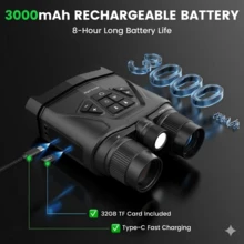 4K Night Vision Goggles Binoculars With AI Color Boost Mode, Photo & Video Recording, 3000mAh Battery For Wildlife Observation, Camping & Security, With Flashlight, Supports Audio Recording And Playback, And Offers An 8-12 Hour Battery Life - View 4