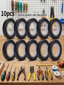 10 Rolls Black Electrical Insulation Tape - High Adhesion, Heat Resistant, Durable, Suitable For Wiring, Racket Handles And Home Use - Flame Retardant Insulation Tape - Ideal Choice For Electricians, DIY Enthusiasts And Homeowners - Set - View 5