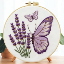 1pc 15*15cm/5.9*5.9in-20*20cm/7.9*7.9in Butterfly Embroidery Kit, DIY Handmade Embroidery Set, Suitable For Adult Beginners, Home Gift, Women's Sewing Gift, Includes User Manual, Printed Pattern Fabric, Embroidery Hoop, Needle And Thread - A - View 15