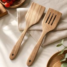 2PCS/1PC Acacia Wood Spatula Set Wooden Cooking Utensil Set - Brown - View 8