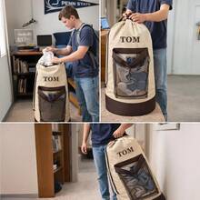 Mochila bolsa de lavandería con estampado de letra, bolsa de lavandería personalizada con inicial, mochila de lavandería para dormitorio universitario, regalo de graduación para estudiantes - Multicolor - Ver 4