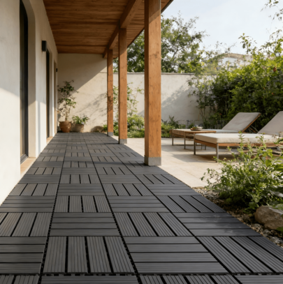 Terrace Interlocking Tiles, Square Composite Tiles, Plastic Outdoor Tiles, Suitable For All-Weather Use On Balconies, Porches, And Backyards, Convenient