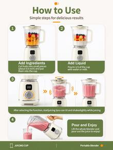 GENAI Portable Blender,Rechargeable Juicer Cup With 10-Blade Cutter, 2-Speed Cordless Smoothie Maker, Self-Cleaning Mini Blender With Type-C Charging For Fruit Juice, Shakes And Travel - Multicolor - View 9