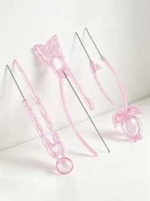 Cute Shiny Cat Paw Fuse Bead Tool Set, Cute Butterfly And Wing Design Beading Piercing Needle: Includes Sorting Tray, Storage Box And Tweezers, Girls DIY Handmade Craft Supplies - Multicolor - View 2