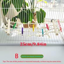 1件裝鸚鵡麻繩攀爬網，緩解無聊的咀嚼玩具，棲架攀爬梯，適用於小鸚鵡/虎皮鸚鵡/牡丹鸚鵡/小型至中型鸚鵡，籠內趣味玩具，鸚鵡玩具，鳥籠配件（珠子與星星顏色隨機） - 繩索軟梯 - 查看 9