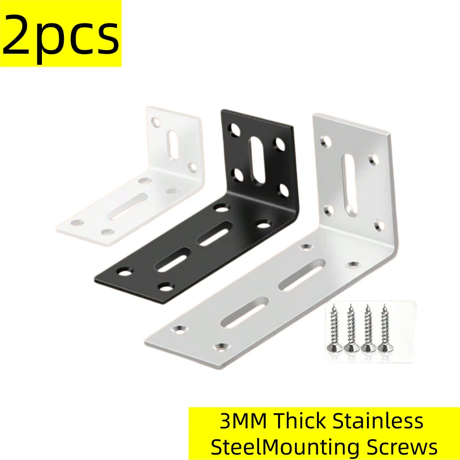 2pcs 90 Degree Right Angle L-Shaped Brackets, Heavy Duty Thickened Triangular Support Brackets, Furniture Connectors, Angle Iron Reinforcement, Shelf Brackets With Screws, Wall Corner Brackets, Wall Shelf Support, Furniture Reinforcement Brackets For Woodworking, Cabinets, Tables - A - View 1