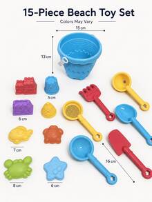 15pcs Outdoor Children's Beach Toy Set, Sandcastle Building Tool Kit, Suitable For Boys And Girls, Enjoy Summer Outdoor Fun, Accessory Colors Random - Multicolor - View 7