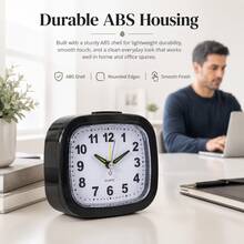 1pc Analog Alarm Clock, Silent Non-Ticking, Snooze Night Light, 1 AA Battery Operated Not Included, ABS Shell, Large Number Bedside Desk Clock For Bedroom Nightstand Living Room Office Dorm Kitchen, Gift For Dad Mom Girlfriend Students Elderly - Multicolor - View 7