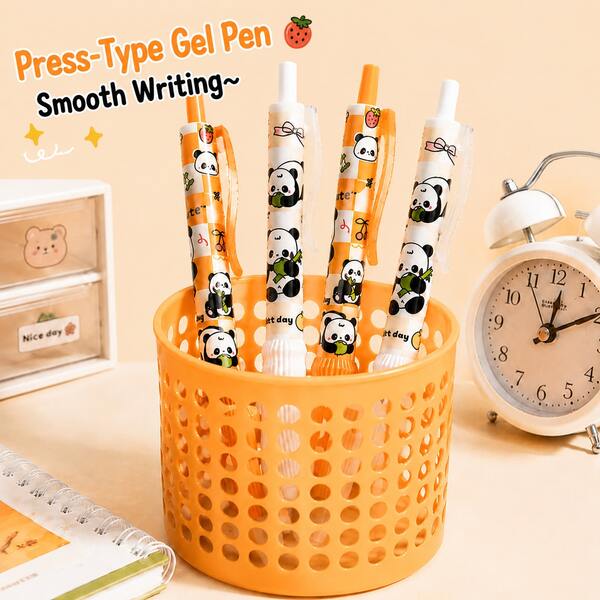 4/8pcs Cute Panda Gel Pen Of New Cute Panda High-Quality Click Pens,Durable And Perfect, Featuring Black Ink, Back To School Supplies