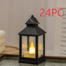 24 pièces/set Mini bougies électroniques LED sans flamme à double couche en plastique, lumière chaude, pour la décoration extérieure, le camping, les fêtes, Halloween et Noël - 4,2*4,2*9,5 cm - Voir 10