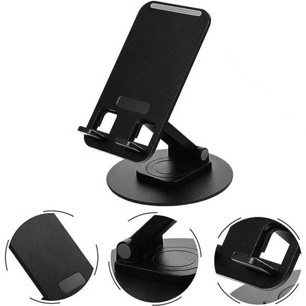 Suporte Rotativo 360° com Ajuste Altura, Multiuso para Celular e Tablet em Casa/Escritório