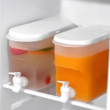 附水龍頭夏季飲料分裝桶，冰箱冷泡水壺，適用於冰茶、水果浸泡水，戶外露營飲品儲存罐 - 白色 - 查看 13