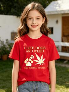 Mujer camiseta casual con estampado de personaje animado, tela suave, diseño holgado, cuello redondo, manga corta, primavera‑verano, uso diario, playera, chic. - Rojo - Ver 1