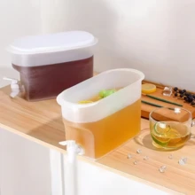 附水龍頭夏季飲料分裝桶，冰箱冷泡水壺，適用於冰茶、水果浸泡水，戶外露營飲品儲存罐 - 白色 - 查看 5