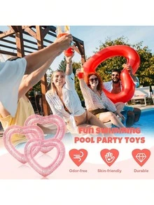 1pc Sequin Heart-Shaped Swim Ring For Adults, Heart Design, Extra Large Thickened Inflatable Life Buoy Drift Float - Multicolor - View 7