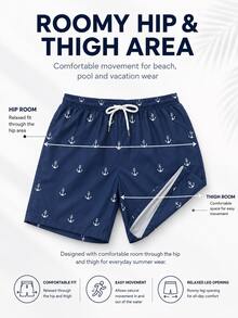 Quần short đi biển, đi nghỉ hàng ngày, in kỹ thuật số 3D Ocean Element dành cho nam, có dây rút, một lớp không lót, phong cách Hawaii - Màu xanh lam - Xem 10