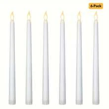5/6/11 Flameless LED Pointed Candles, Realistic 3D Flame Battery Operated Candles With Warm Light, Flickering Electric Candles, Suitable For Christmas, Halloween, Valentine's Day, Thanksgiving, Wedding, Home, Table, Church, Party Decoration (Batteries Not Included) - Pointed Long Rod Wax - View 11
