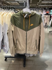 Nike 速乾防風耐磨梭織拼接拉鍊連帽外套外套男款 - 綠色/卡其色 - 查看 5