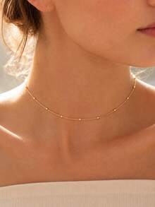 2 piezas/Set Collar de acero inoxidable con flor hueca elegante y exquisita chapado en oro de 18K para mujer, se puede usar individualmente o en capas, resistente al agua y duradero, adecuado para uso diario, fiesta, Día de San Valentín / Aniversario / Recuerdo / Regalo de vacaciones, de larga duración - Dorado - Ver 5