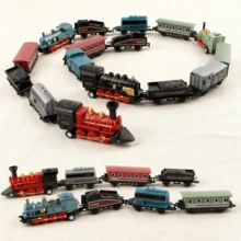 [4set]Vintage Steam Train Model | Connectable Carriage Sliding Desktop Sand Table Ornament Creative Dynamic Collectible Toy - Suitable For: Teenagers/Adults/Desktop Decor, Holiday/Birthday/Christmas/Easter/Collection - Gift Exchange - Perfect Gift - Perfect Present, 14+ Toy - (5 Straight Tracks * 5 Curved Tracks) - Multicolor - View 6