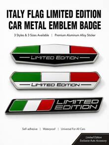 Italian Flag Limited Edition Car Metal Badge – 3 Styles & 3 Sizes, Premium Aluminum Alloy, Waterproof Self-Adhesive, Universal For Sports Cars, SUVs, Sedans & Trucks, Perfect Car Upgrade & Racing Style Decoration - A - View 2