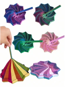 1pc 3D Printed Star Polygon Colorful Ornament, 3D Folding Structure Fidget Toy, Visual And Auditory Soothing Effect, Suitable As Desktop Decoration, Christmas Gift, Holiday Gift, Mother's Day Gift - Multiple Styles - View 2