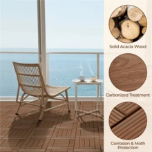 Butterslay Set Of 27 Wood Flooring Tiles Interlocking Deck Tiles Waterproof DIY Furniture Deck Tiles All-Weather Wooden Tiles For Garden Patio Backyard Indoor, Brown/Black/Wood - Brown-wood Flooring Tiles - View 5