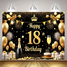 1pc Luxury Champagne & Beer Theme Birthday Party Photo Backdrop, Suitable For 18/21/20/30/40/50/60th Birthday Celebration Banner Flag, Polyester Material, No Electricity Needed, Indoor/Outdoor/Garden Wall Home Decor - Multiple Styles - View 12