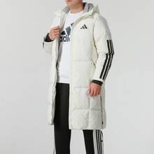 adidas 3-Stripes 運動生活系列 保暖長版連帽羽絨外套 男款 漢玉白 - 漢玉白 - 查看 2