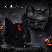 Naturepeak Halloween Masquerade Animal Mask Party Half Face Fox Mask Halloween Cosplay Prop, Suitable For Masquerade, Dancing, Outings, Role Play, Halloween Prop Mask - Fox - View 2