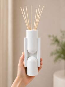 Minimalist Luxury Wabi-Sabi Style Matte White Resin Diffuser Vase, 3D Patchwork Arch Geometric Design, Home Fragrance Empty Reed Diffuser Container, High-End Living Room Bedroom Decor And New Home Luxury Gift - Geometric Fragrance Bottle - View 3