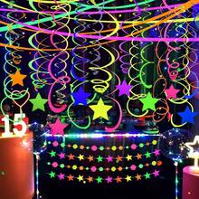20/40pcs Reflective Neon Vortex Decorations - Colorful Hanging Tassels, Five-Pointed Star Fluorescent Spirals, Star Hanging Ornaments, For Ceiling, Birthday Party, Neon Party, Bar, Party Backdrop, Dance Party And Bachelor Party - One Size - View 9
