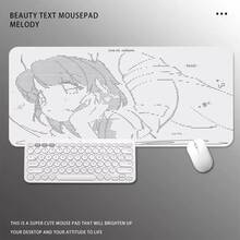 Pixel Line 天使女孩日系動漫性感 Y2K Ins 風可愛大尺寸電競滑鼠墊 | 藝術設計卡通創意電競鍵盤墊 電腦桌配件 電競玩家適用 - 查看 1