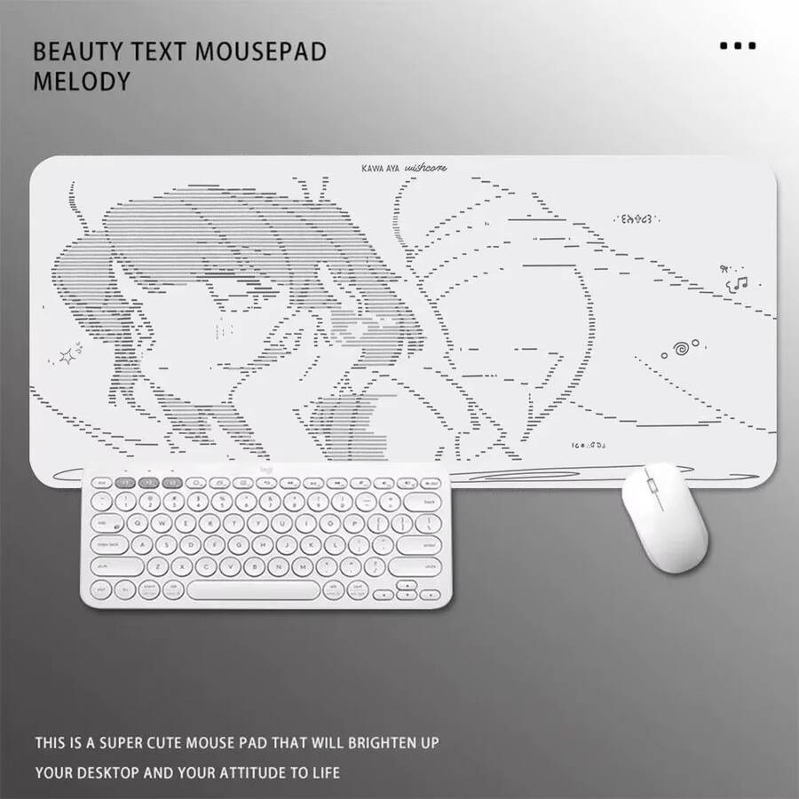 Pixel Line 天使女孩日系動漫性感 Y2K Ins 風可愛大尺寸電競滑鼠墊 | 藝術設計卡通創意電競鍵盤墊 電腦桌配件 電競玩家適用 - 查看 1
