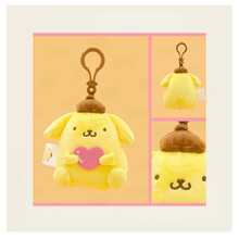 Official Sanrio Pompompurin Heart/Flower/Velvet Plush Charm-Soft And Fluffy Perfect For Attaching To Bags, Keychains, Or Car Keys; Fans Excellent Choice For A Holiday Gift. - Multicolor - View 6