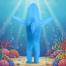 1pc Adult Inflatable Shark Costume, Suitable For Height 1.5-2m, Perfect For Christmas, Cosplay, Party, Stage Performance And Masquerade - Deep Blue Shark-l - View 3