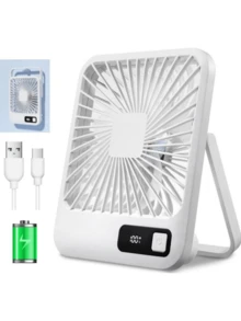 5-Speed 180° Foldable Desk Fan, Desktop & Hanging Dual Use, Quiet USB Rechargeable, Multi-Angle Airflow For Home, Office & Outdoor - 彩色 - 查看 2