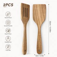 2PCS/1PC Acacia Wood Spatula Set Wooden Cooking Utensil Set - Brown - View 5