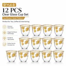 6/12pcs Elegant Clear Glass Tea Cup Set, Gold Rim Pattern Espresso Coffee Cups, Luxury Turkish Arabic Tea Glasses For Home Kitchen, Coffee Bar, Party, Wedding, Ramadan & Holiday Entertaining - Gold - View 18