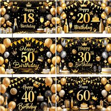 1pc Luxury Champagne & Beer Theme Birthday Party Photo Backdrop, Suitable For 18/21/20/30/40/50/60th Birthday Celebration Banner Flag, Polyester Material, No Electricity Needed, Indoor/Outdoor/Garden Wall Home Decor - Multiple Styles - View 1