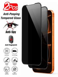 CASECOPS 2pcs 9D Privacy Tempered Glass Full Coverage Screen Protector, Tempered Glass Material, Compatible With 17 Pro Max/17 Pro/17 Air And All Other Models. Hard 9H+ Glass, Tempered Glass Front Film, Anti-Fingerprint, High Definition, Sensitive Touch Ultra-Thin Design Precise Fit Ultra-Thin Protective Film, Suitable For Daily Anti-Drop Anti-Scratch Phone Screen Protector Phone Accessories - Silkscreen Privacy Screen (2 Pieces) - View 39