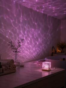 1pc [Water Ripple Projection Lamp] Square Colorful Ocean Wave Light, Bedside Tabletop Atmosphere Night Light | Suitable For Dorm, Bedroom, Living Room, Home Decor - Multicolor - View 12